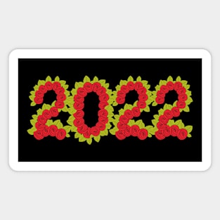 2022 formed with red roses and green leaves Magnet